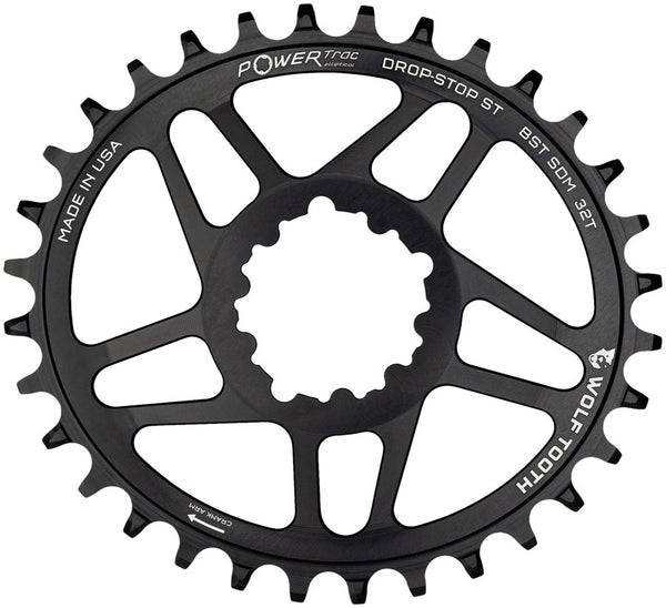 Wolf Tooth Elliptical Direct Mount Chainring - 34t SRAM Direct Mount For SRAM 3-Bolt Boost Cranks Requires Hyperglide+ Chain BLK