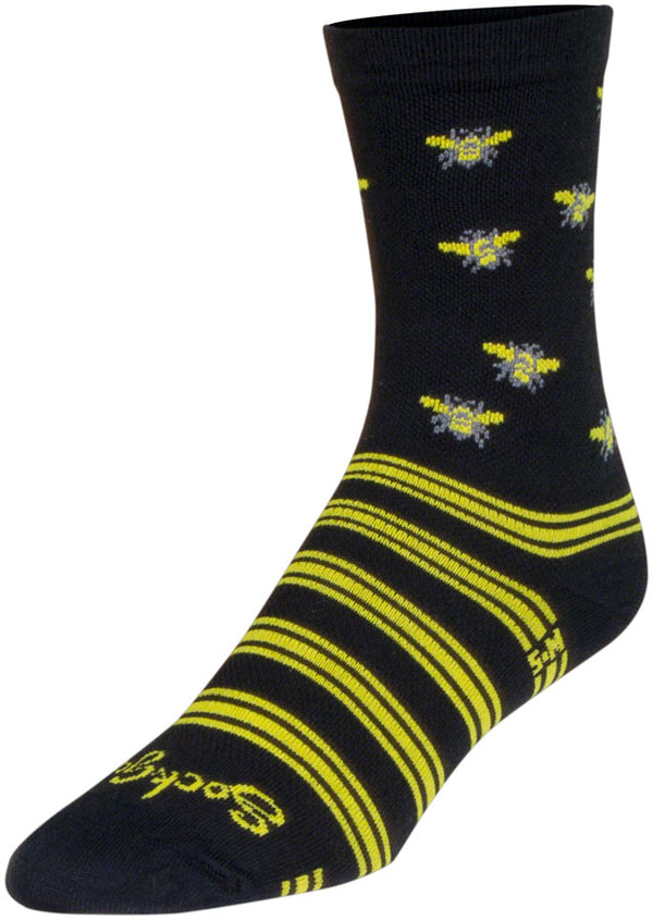 SockGuy Buzz Crew Socks - 6" Black/Yellow Large/X-Large